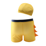 Kid Boys Print 3D Crocodile  Swimwear Trunks  Swim Boxer Shorts With Swim Cap