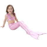 Kid Girls Bling Pink Mermaid Tail Bikini Swimsuit With Free Garland Color Random