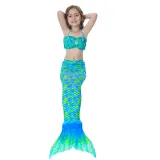 3PCS Kid Girls Mermaid Tail For Fancy Princess Bikini Swimsuit With Free Garland Color Random