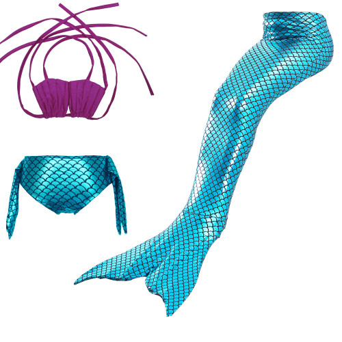 3PCS Kid Girls Mermaid Tail For Fancy Princess Bikini Swimsuit