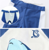 Kid Boys Print Shark Swimwear Sets Short Sleeve Top and Trunks With Swim Cap