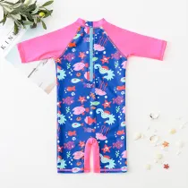 Toddler Girls' Print Sea Animals One Piece Beach Swimwear