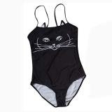 Mommy and Me Matching Swimwear Print Black Cartoon Cat Matching Swimsuit