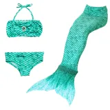 3PCS Kid Girls Mermaid Tail For Fancy Princess Bikini Swimsuit With Free Garland Color Random