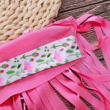 Kid Girls' Pink Tassels Print Flowers Bikini Set Beach Swimwear 2 Pieces Swimsuit