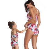 Mommy and Me Matching Swimwear Pink Rose Flowers Rufflles Bikini Swimsuit