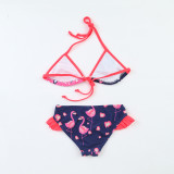 Kid Girls' Print Flamingos Hearts Bikini Set Beach Swimwear 2 Pieces Swimsuit