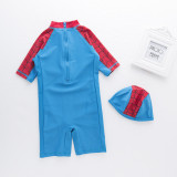 Toddler Boys Print Spider Swimsuit With Swim Cap