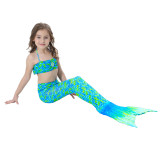 3PCS Kid Girls Mermaid Tail For Fancy Princess Bikini Swimsuit With Free Garland Color Random