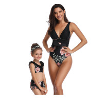 Mommy and Me Matching Swimwear Print Flowers Swimsuit