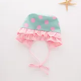 Toddler Girl Bowknot Print Pink Dots Swimsuit With Swim Cap