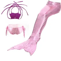 3PCS Kid Girls Mermaid Tail For Fancy Princess Bikini Swimsuit