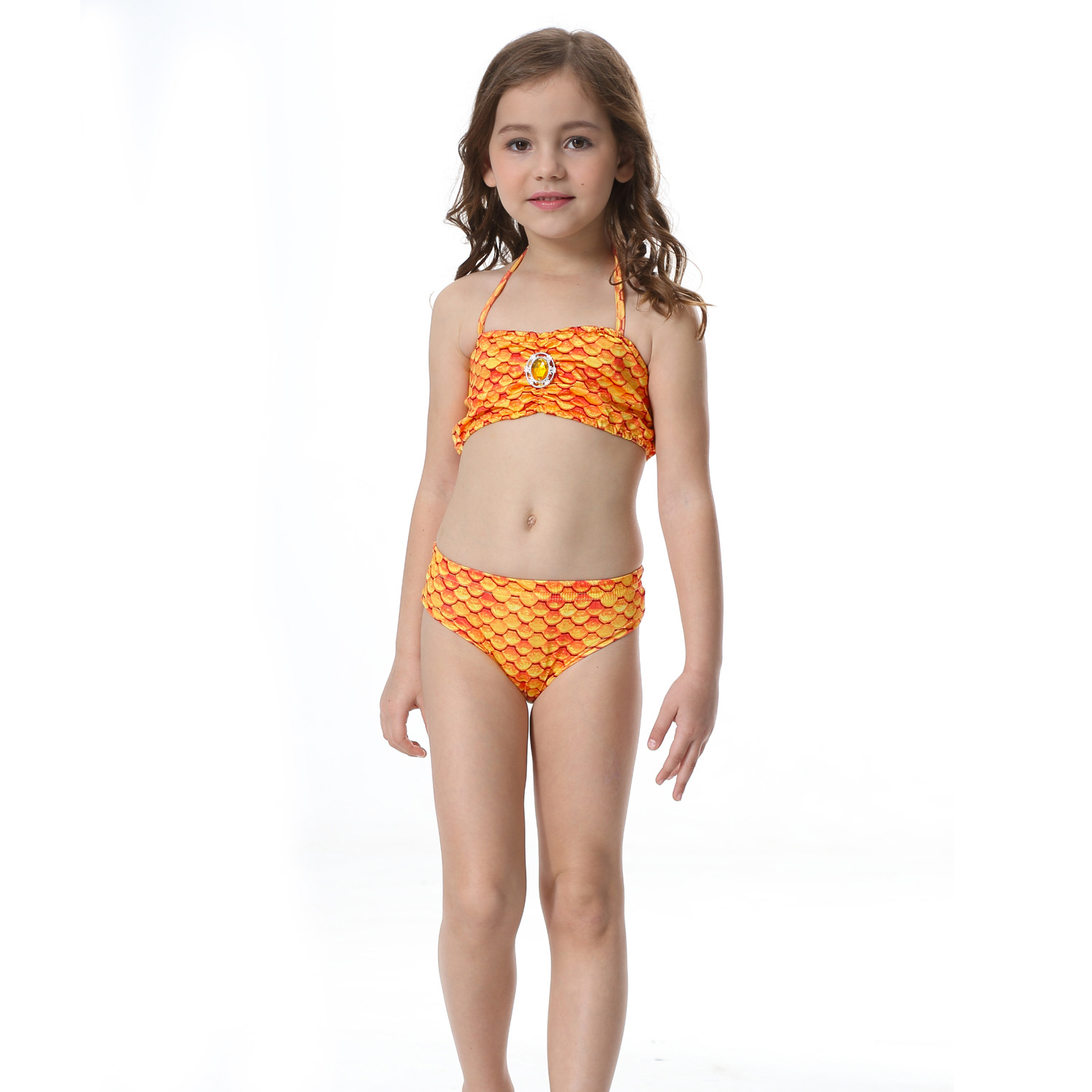 girls orange swimsuit