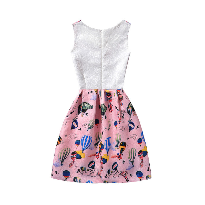 Girls Print Hot Air Balloon A Line Sleeveless Dresses