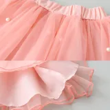 Girls Slogan Long Sleeves Tee and Pink Pearls Tutu Skirt Two-Piece Outfit