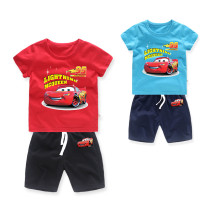 Boys Print Racing Cars T-shirts and Short Two-Piece Outfit