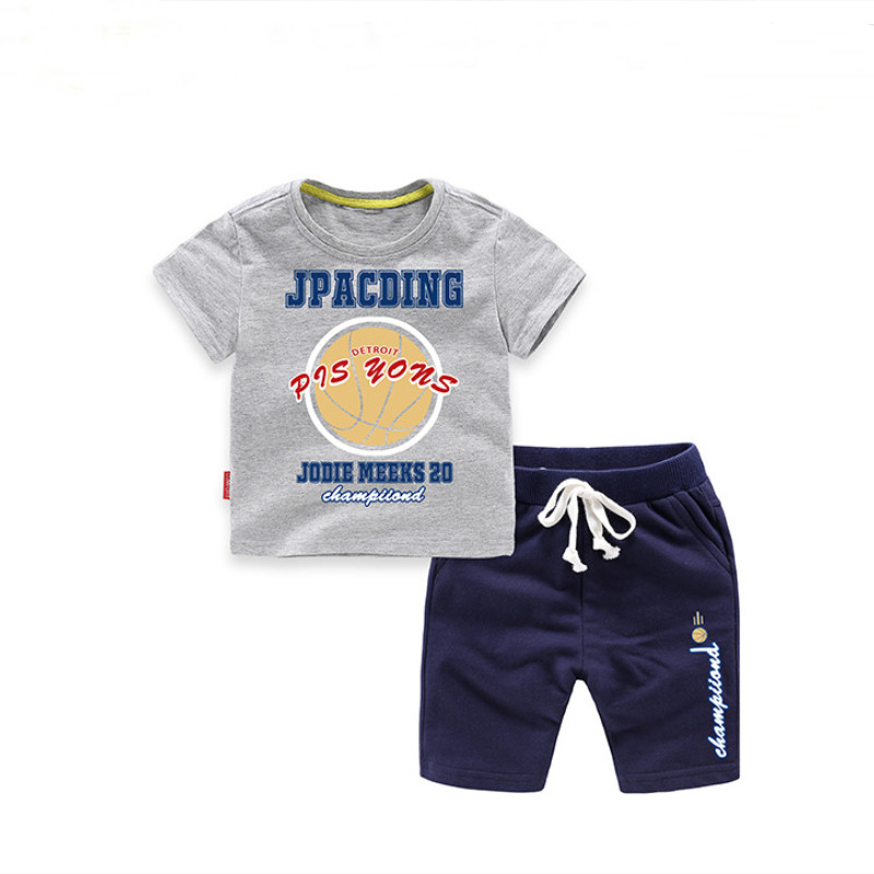 Boys Print Sport Basketball Tshirts and Short TwoPiece Outfit
