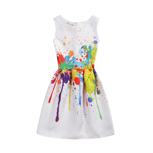 Mommy and Me Colorful Scrawl Prints A-line Sleeveless Dresses