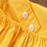 Baby Girl Yellow Tassels Blouse and Flowers Pompoms Shorts Skirt Two Pieces Outfits