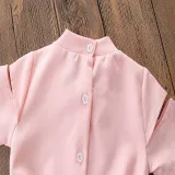 Girls Pure Color Bowknot Cut Out Jumpsuits