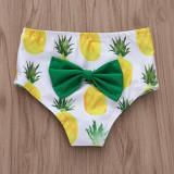Baby and Toddler Girl Green Tassels Print Pineapples Bikinis