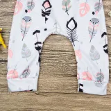 Baby Girl Print Slogans Short Sleeves Bodysuit and Leafs Pants Two Pieces Outfits with Hairband