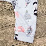 Baby Girl Print Slogans Short Sleeves Bodysuit and Leafs Pants Two Pieces Outfits with Hairband