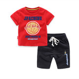 Boys Print Sport Basketball T-shirts and Short Two-Piece Outfit