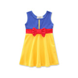 Girls 3 Colors Matching Bowknot Casual Dress