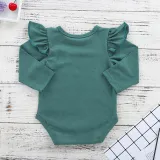 Baby Girl Ruffles Long Sleeves Bodysuit and Rose Flowers Pants Two Pieces Outfits with Hairband