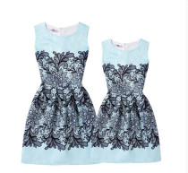 Mommy and Me Prints Flowers A-line Sleeveless Dresses