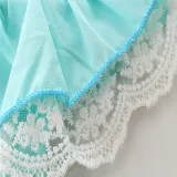 Girls Blue Pompoms One Shoulder Romper Jumpsuits