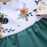 Baby Girl Print Flowers Ruffles Blouse and Pants Two Pieces Outfits