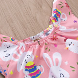 Baby Girl Print Easter Eggs and Rabbits Bodysuit