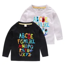 Boys Prints Cartoon Letters A-Z Long Sleeves Tee