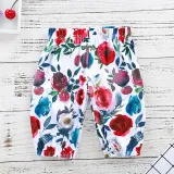 Baby Girl Ruffles Long Sleeves Bodysuit and Rose Flowers Pants Two Pieces Outfits with Hairband