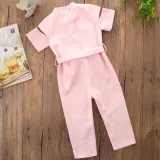 Girls Pure Color Bowknot Cut Out Jumpsuits