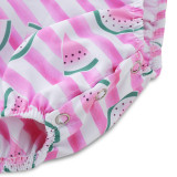 Baby Girl Pink Stripes Print Watermelon Ruffles Bodysuit