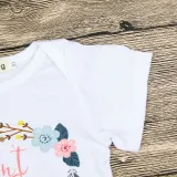 Baby Girl Print Slogans Short Sleeves Bodysuit and Leafs Pants Two Pieces Outfits with Hairband