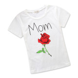 Family Matching Clothes Print Rose Tops