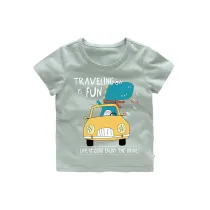 Boys Prints Cartoon Dinosaur and Car T-shirt