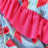 Girl Print Watermelons Ruffles Bikinis Swimsuit