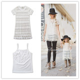Mommy and Me White Vest and Lace Tassels Dress Two-piece Outfits