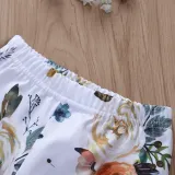 Baby Girl Print Flowers Ruffles Blouse and Pants Two Pieces Outfits