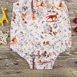 Baby Girl Print Forest Decorative Border Patterns Apricot Bodysuit
