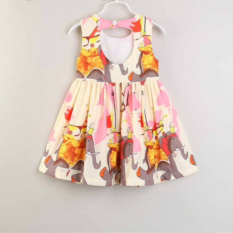 Girls Prints Animals Backless Sleeveless Dress