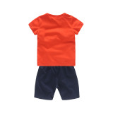Boys Print Mechanical Digger T-shirts and Short Two-Piece Outfit