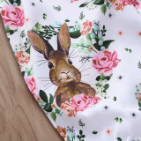 Baby Girl Print Rabbits Flowers Bodysuit