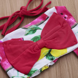 Toddler Girl Print Watermelon and Lemons Bowknot Bikinis