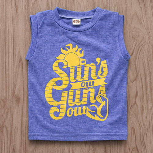 Boys Print Sun's Out Blue Tank Top